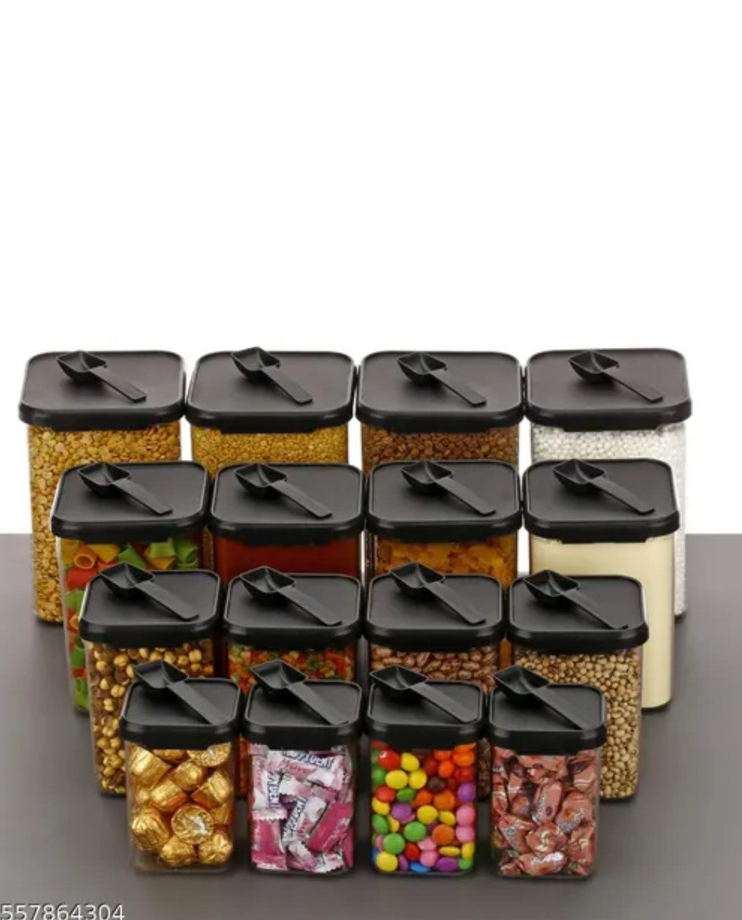Kitchen Storage Container Set of 16 With Spoon 1400ml 900ml 650ml 350ml