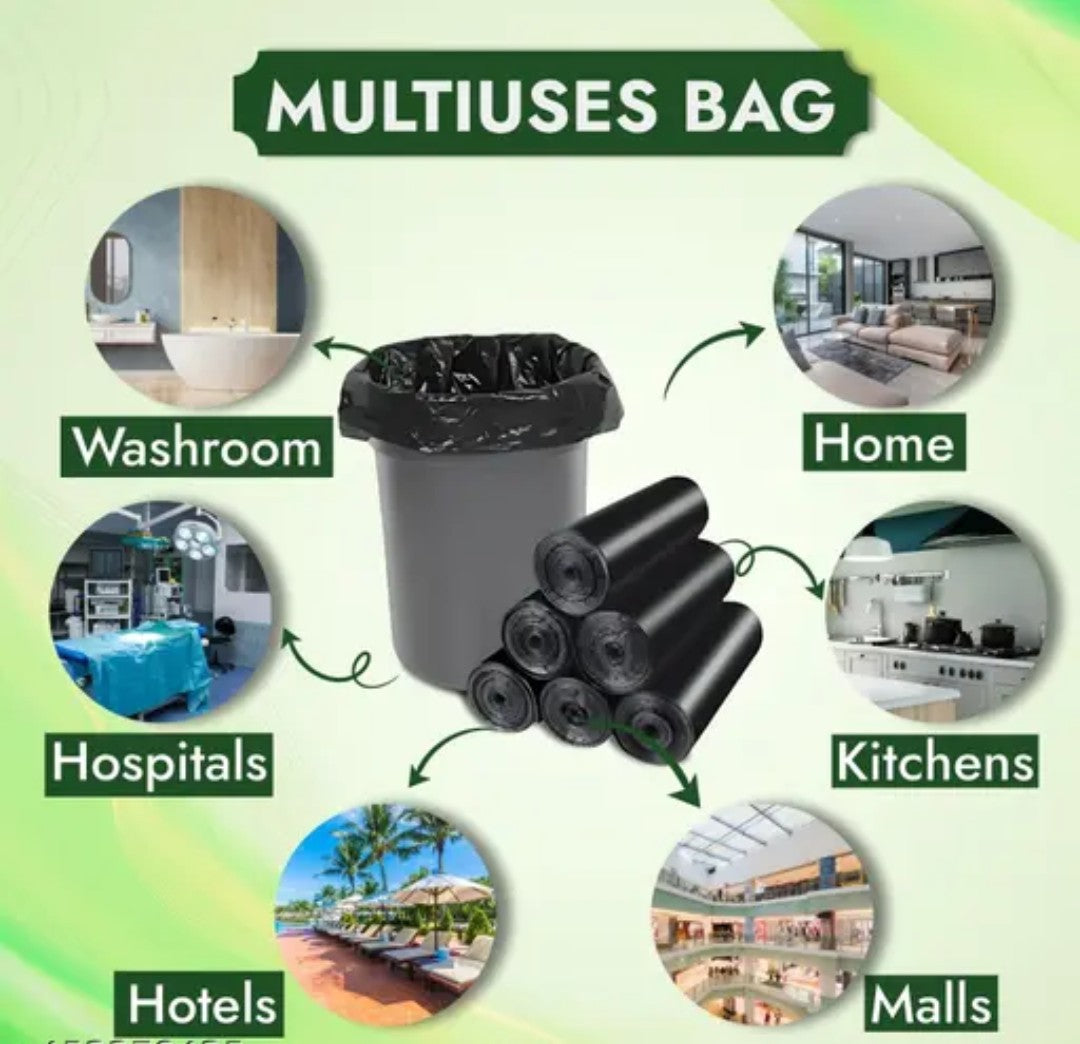 Premium Biodegradable Garbage Bags 19 X 21 Inches (Medium Size) 120 Bags (4 Rolls) Dustbin Bag/Trash Bag - Black Color