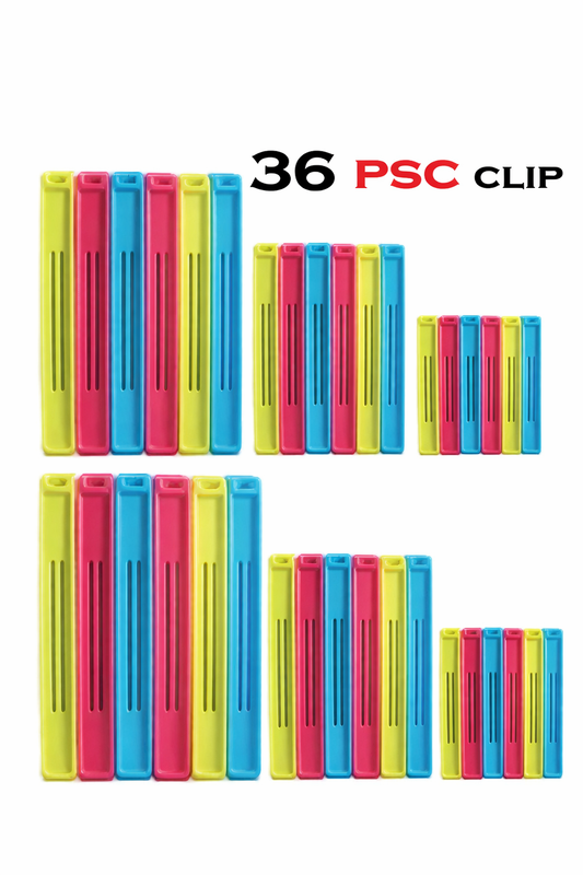 food clip 3 Different Size and color Multipurpose Food Snack Plastic Bag Clip Sealer/Packet Sealer Clamps/Manual Vacuum Bag Sealer Small, medium, large Plastic food clips (Set of 36, Multicolor) Manual Vacuum Bag Sealer+9