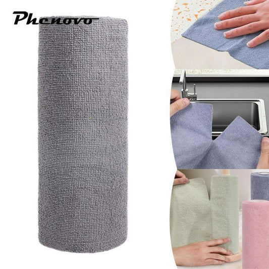 Microfiber Cleaning Cloth Roll, 25x25 cm, Reusable Tear-Away Towels, 20 Pack (Grey, Pack of 1)