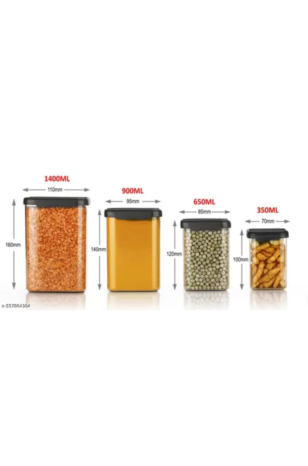 Kitchen Storage Container Set of 16 With Spoon 1400ml 900ml 650ml 350ml
