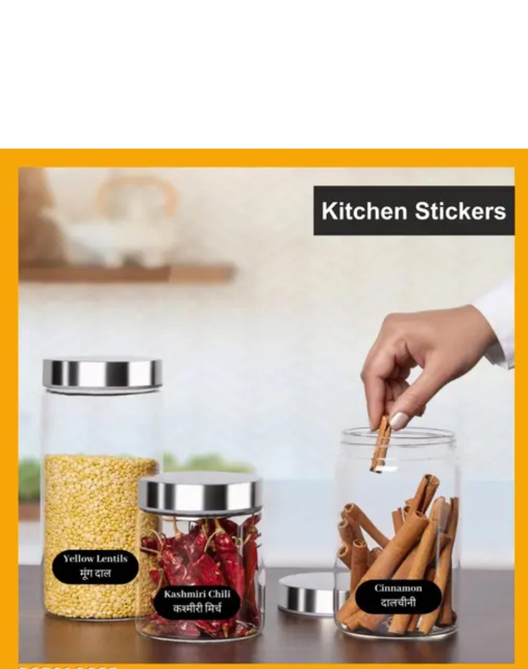Spice Jar Labels 4 Sheets Printed Waterproof Stickers for Kitchen Container Self Adhesive Sticker (Pack of 1) 126 PCS