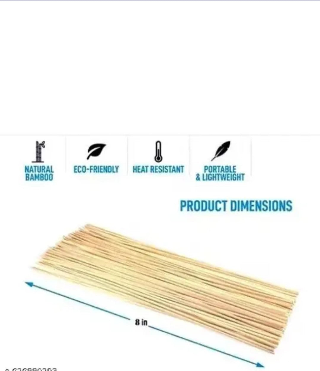 8 inch Bamboo Skewers Wooden Barbecue Sticks for BBQ Roast Kabab Grill Chicken Tikka Fruit Salad Pack Of 50 Pieces