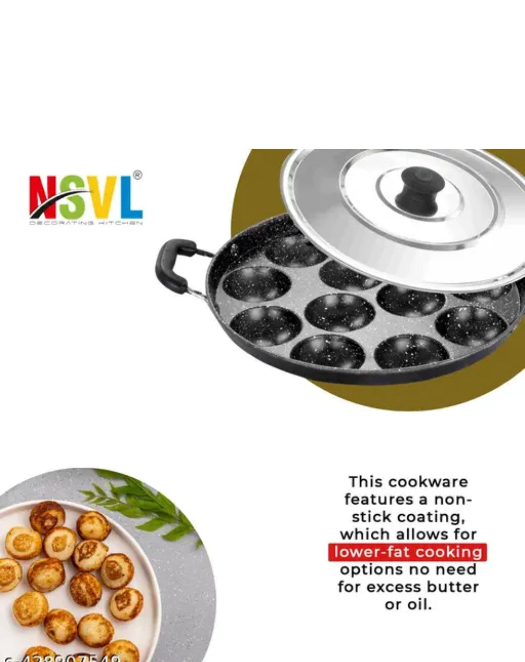 Non Stick 12 Cavity Appam Patra Handle with Lid, Paniyarakkal | Paniyaram | Appam Pan With FREE Brush