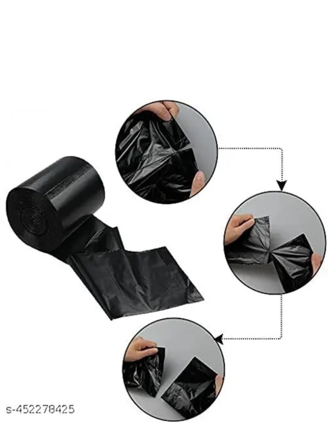 Premium Biodegradable Garbage Bags 19 X 21 Inches (Medium Size) 120 Bags (4 Rolls) Dustbin Bag/Trash Bag - Black Color