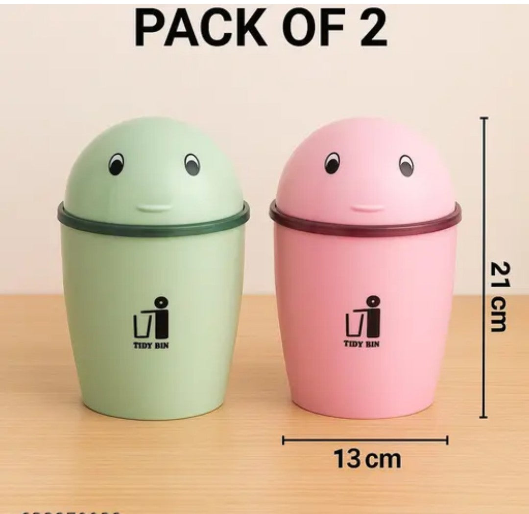Mini Tidy Bin – Tabletop Counter Dustbin (Pack of 2 | 21 cm Height × 13 cm Width)