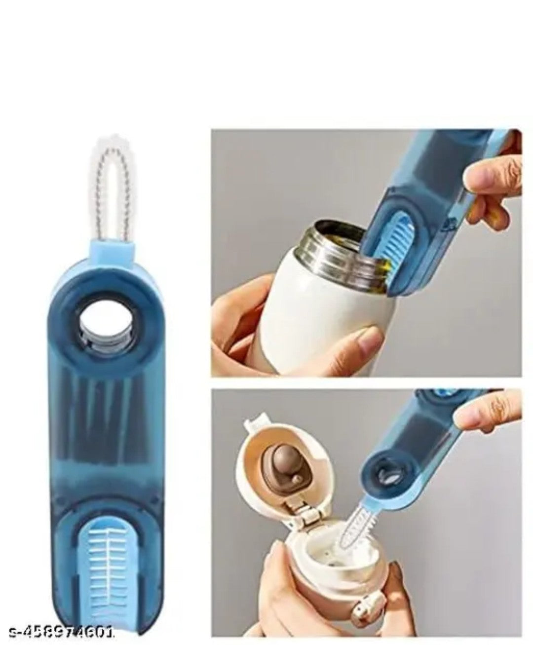 Combo of 1 Pcs 3 in 1 Multifunctional Cleaning Brush,Tiny Bottle Cup Lid Detail Brush,Silicone Bottle Brush,Water Bottle Brush,Bottle Cleaner Brush,Crevice Cleaner Tools,Brushes for Nursing Bottle Cups Cover 1pcs Long bottel Brush (pack of 2)