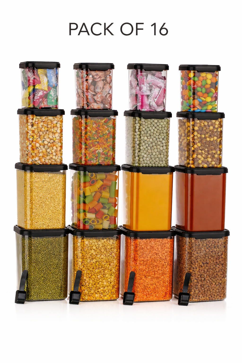 Kitchen Storage Container Set of 16 With Spoon 1400ml 900ml 650ml 350ml