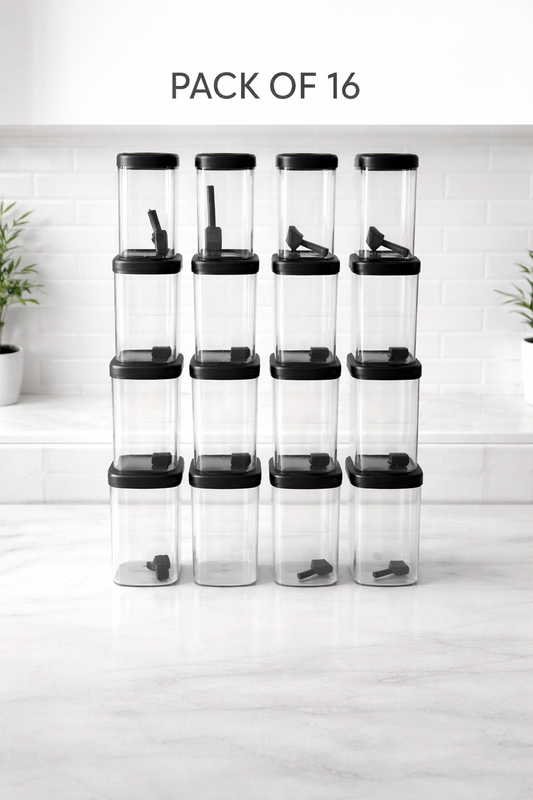 Kitchen Storage Container Set of 16 With Spoon 1400ml 900ml 650ml 350ml